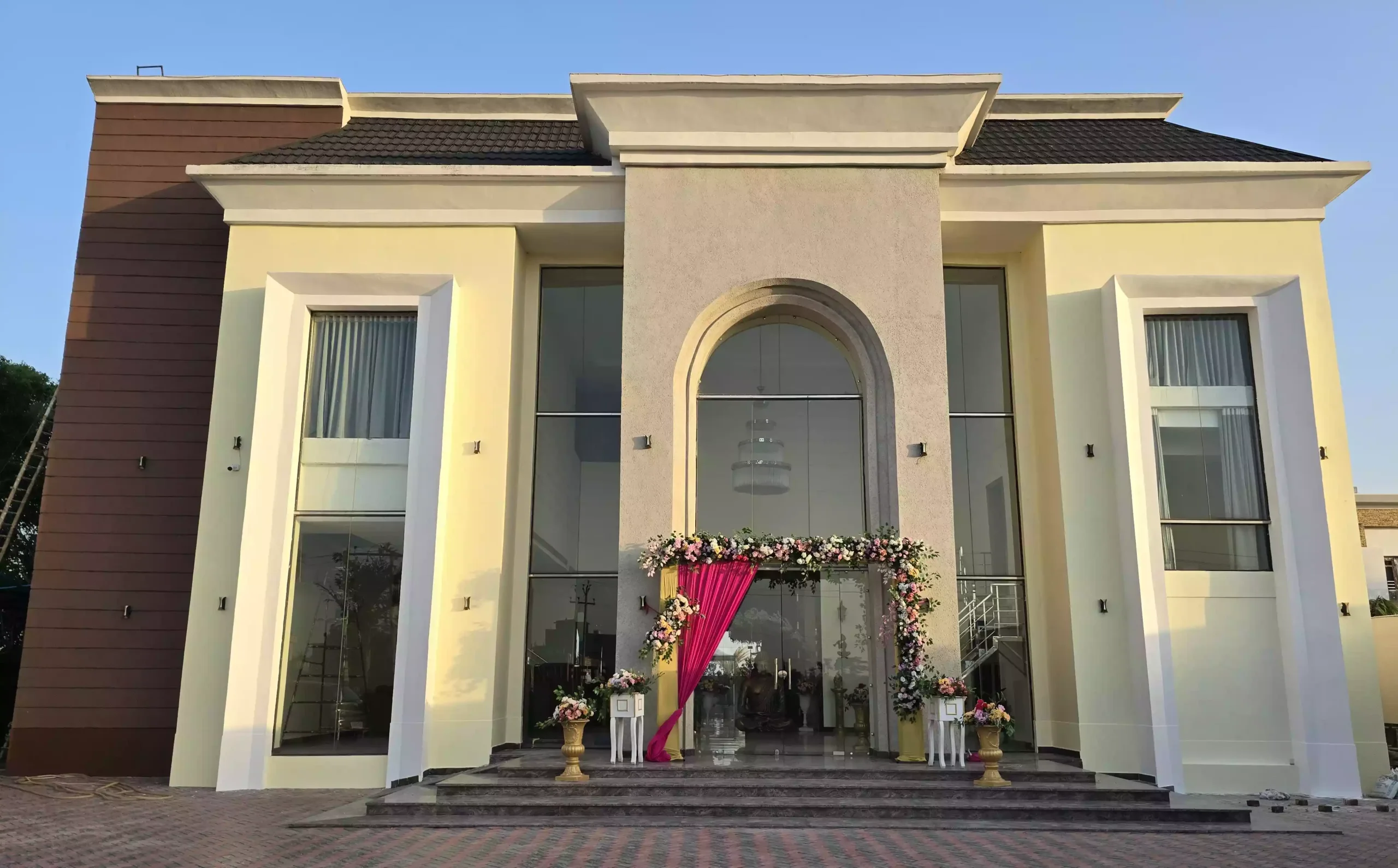 Elegant building with floral decoration